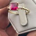Vintage 1 carat ruby and half carat white sapphire, ring 14 karat yellow gold
