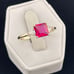 Vintage 1 carat ruby and half carat white sapphire, ring 14 karat yellow gold