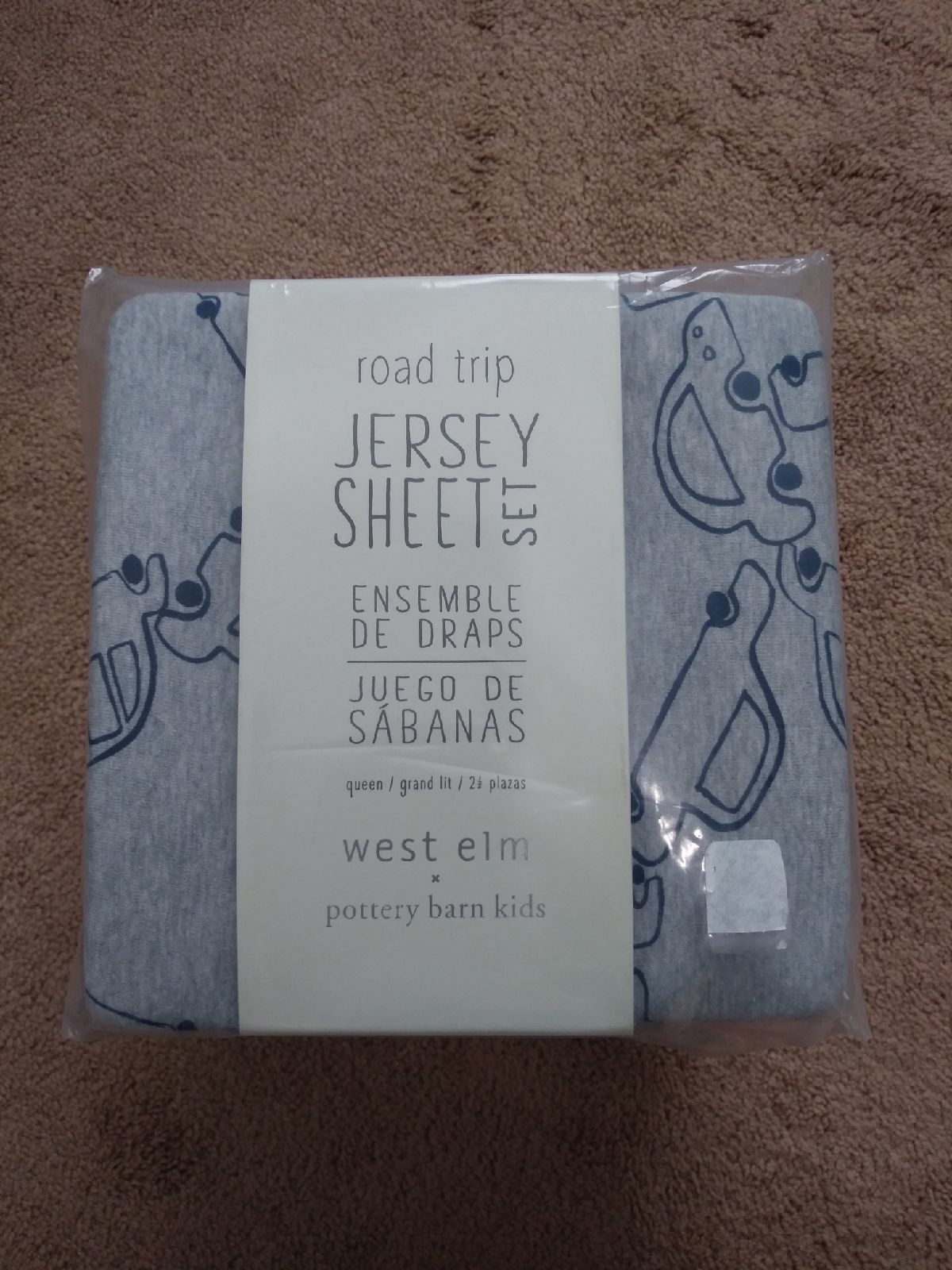 NWT West Elm x Pottery Barn Kids Road Trip Jersey Queen Size Sheet Set