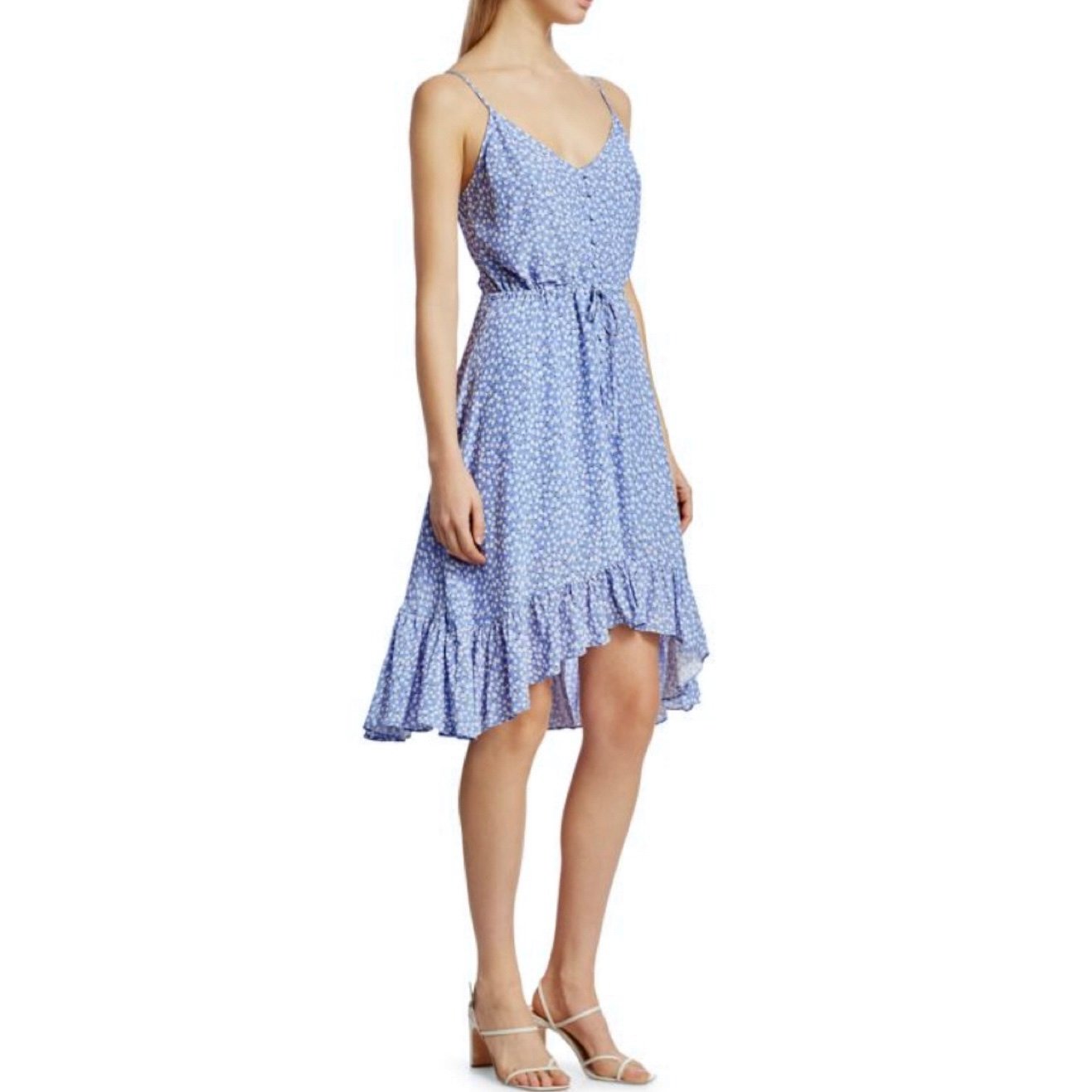 Rails Frida Daisy-Print High-Low Ruffle Floral Midi Dress In Sky Blue