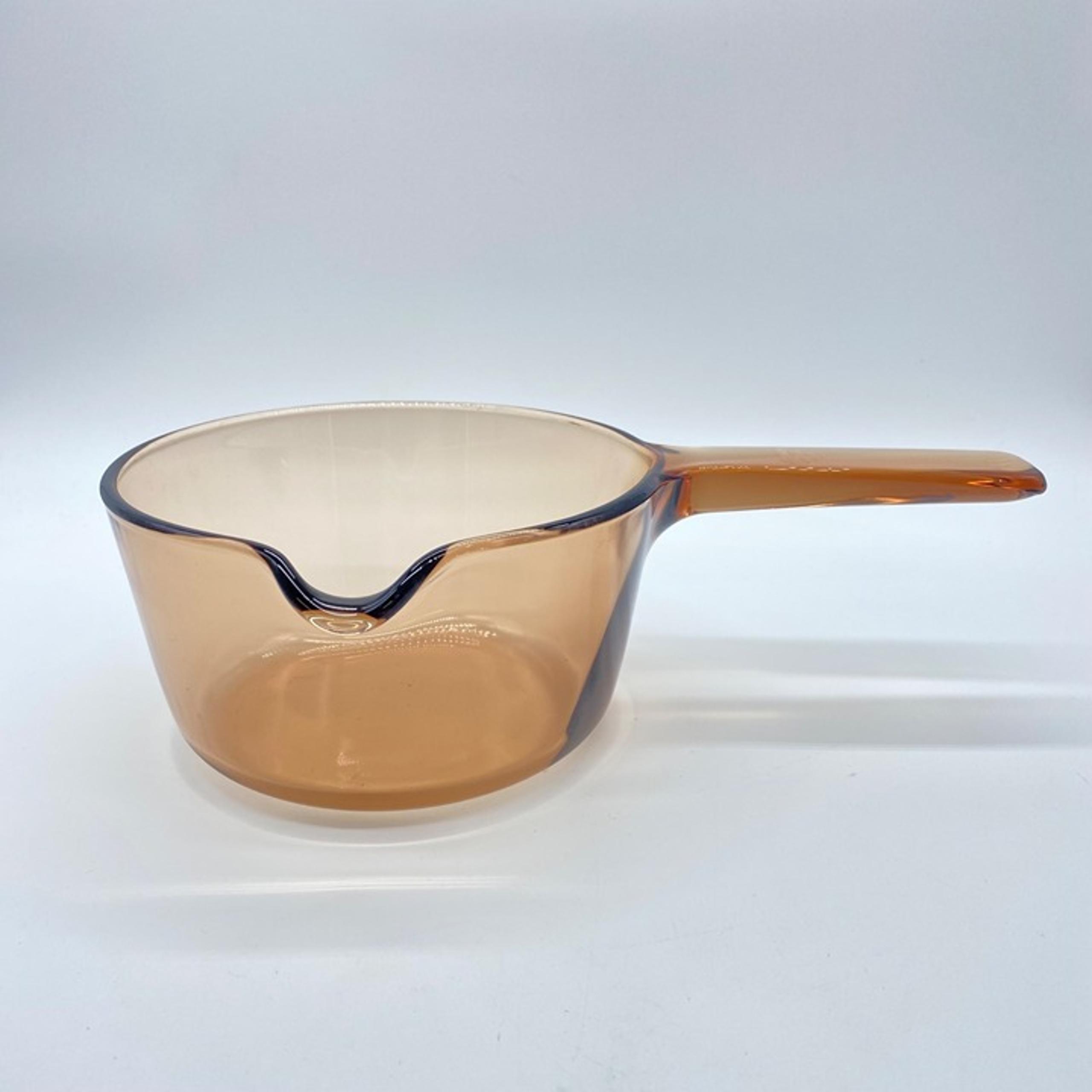 Vintage Corning Vision Amber Glass 1L Saucepan With Pour Spout & Handle