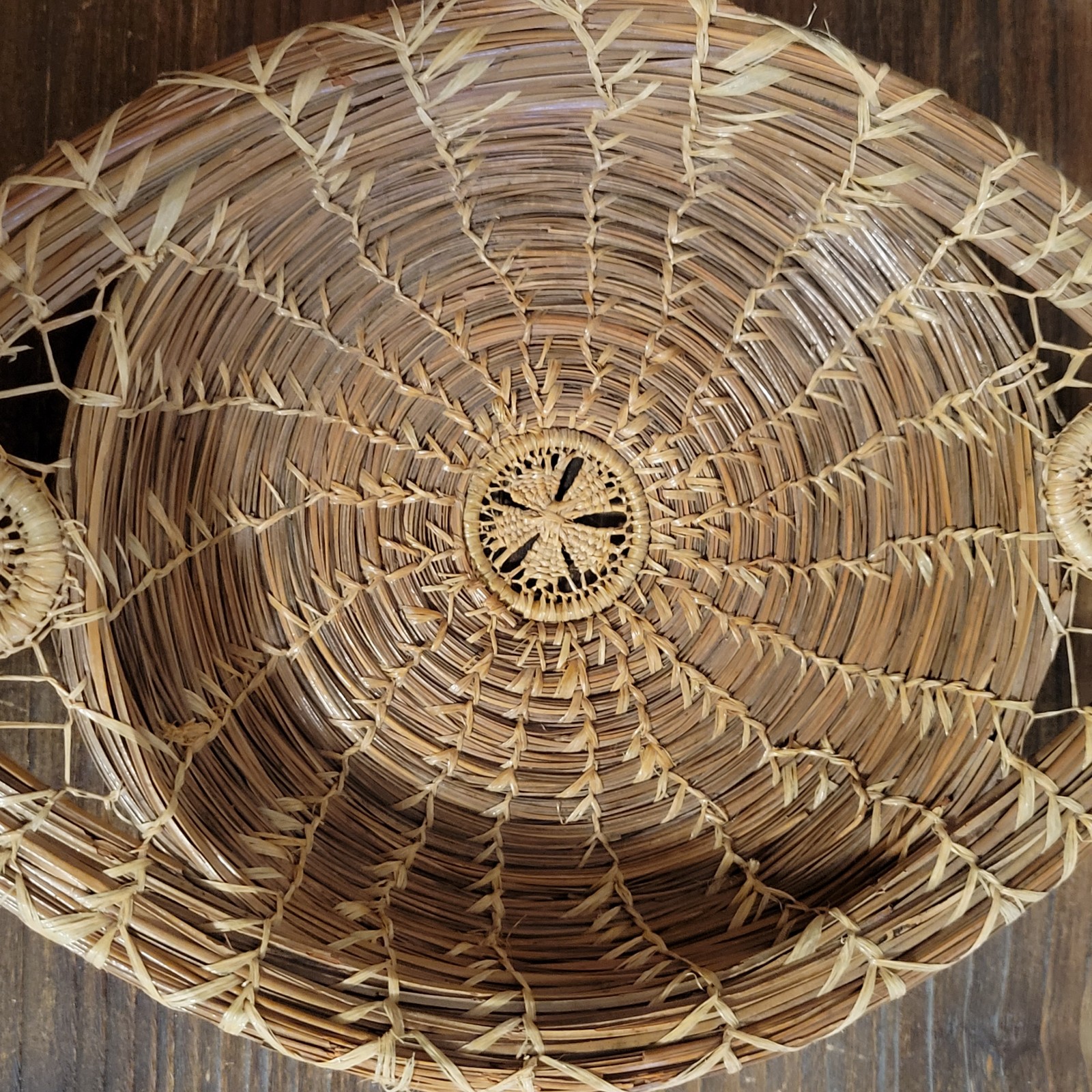 Vintage Ornate Oval Louisiana pine needle basket