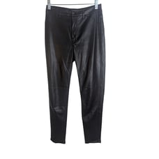 Free People Rebel At Heart Black Faux Leather Pants Soft Boyfriend Slim-Leg Sz 0