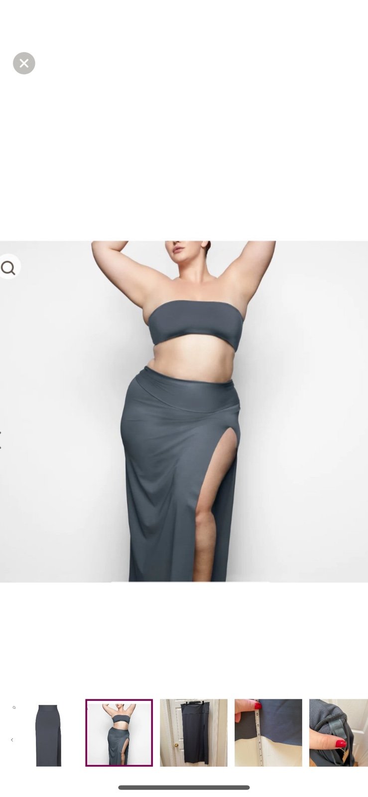 NEW Skims gray maxi skirt, slit seamless SHAPING SWIM LONG SKIRT XL