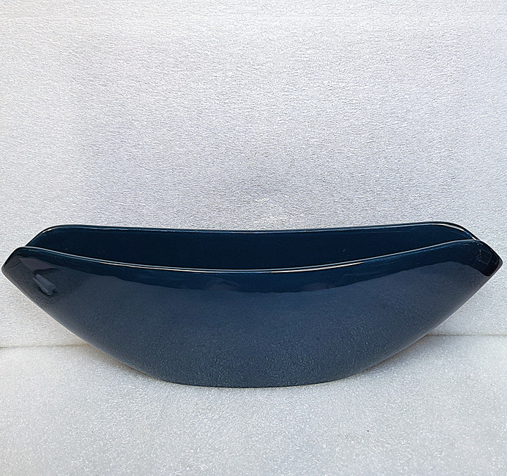 Unusual Long Swoop Dark Blue Ceramic Planter