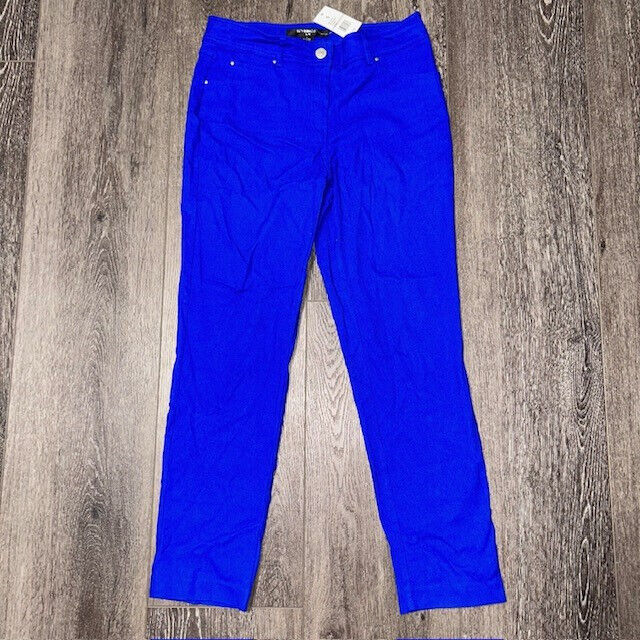 NEW 89th & Madison Bright Blue Solid Stretch Pants Women's Size S Small NWT