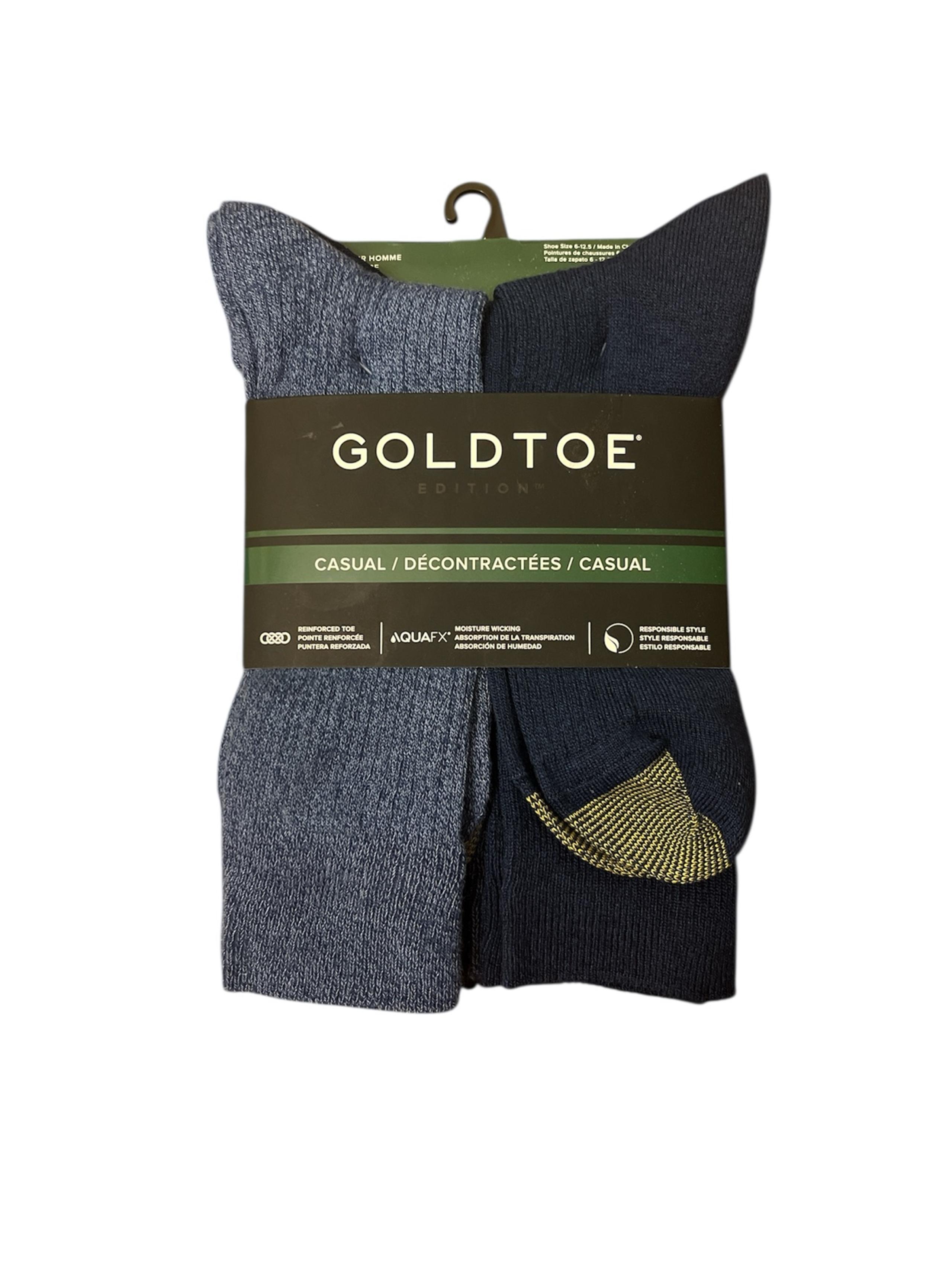 Goldtoe Edition Socks Men's 6 Pair Casual Crew Socks Assorted, Multi Blue Colors
