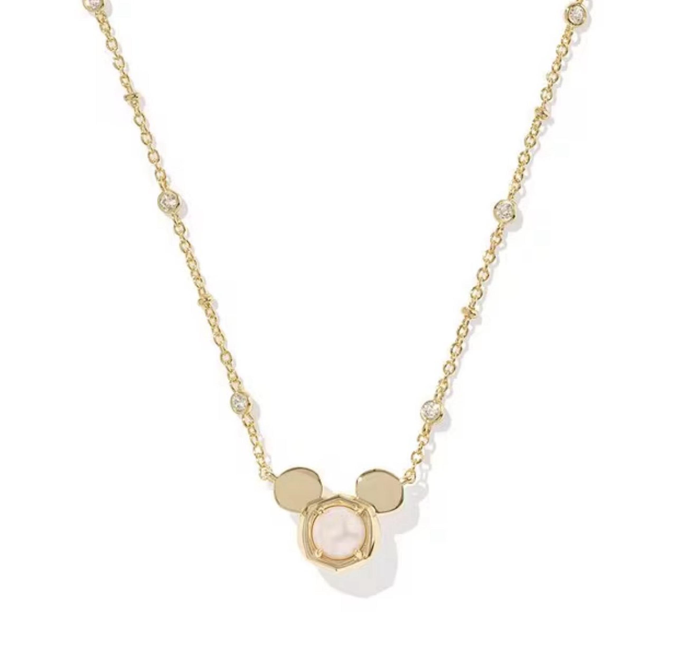 Kendra Scott Mickey Mouse Pearl Short Pendant Necklace