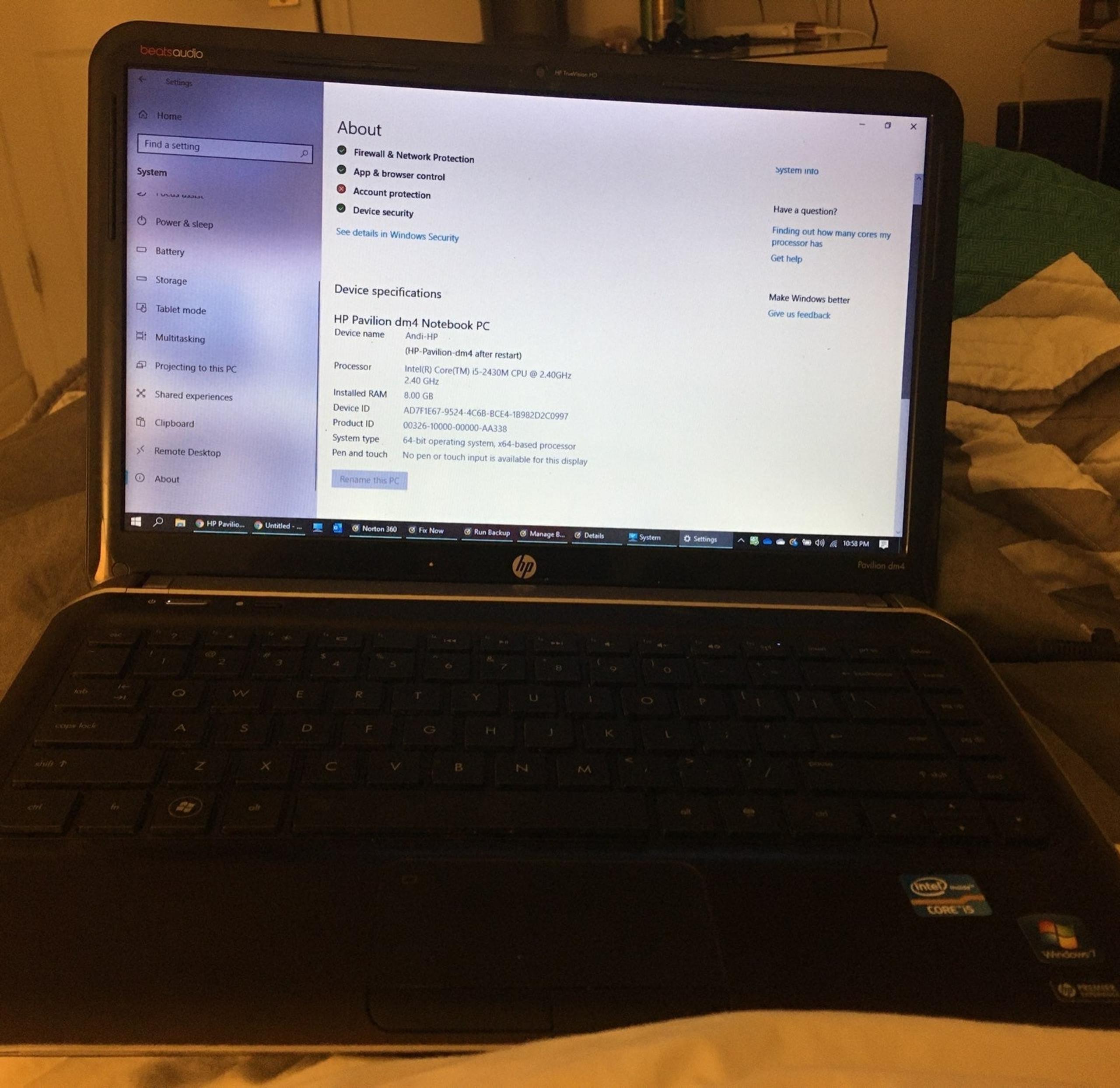 Hp pavilion dm4 laptop