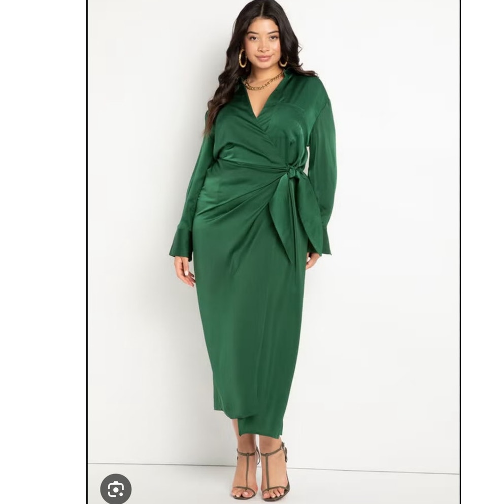NWT Eloquii Satin Wrap Dress Eden 14