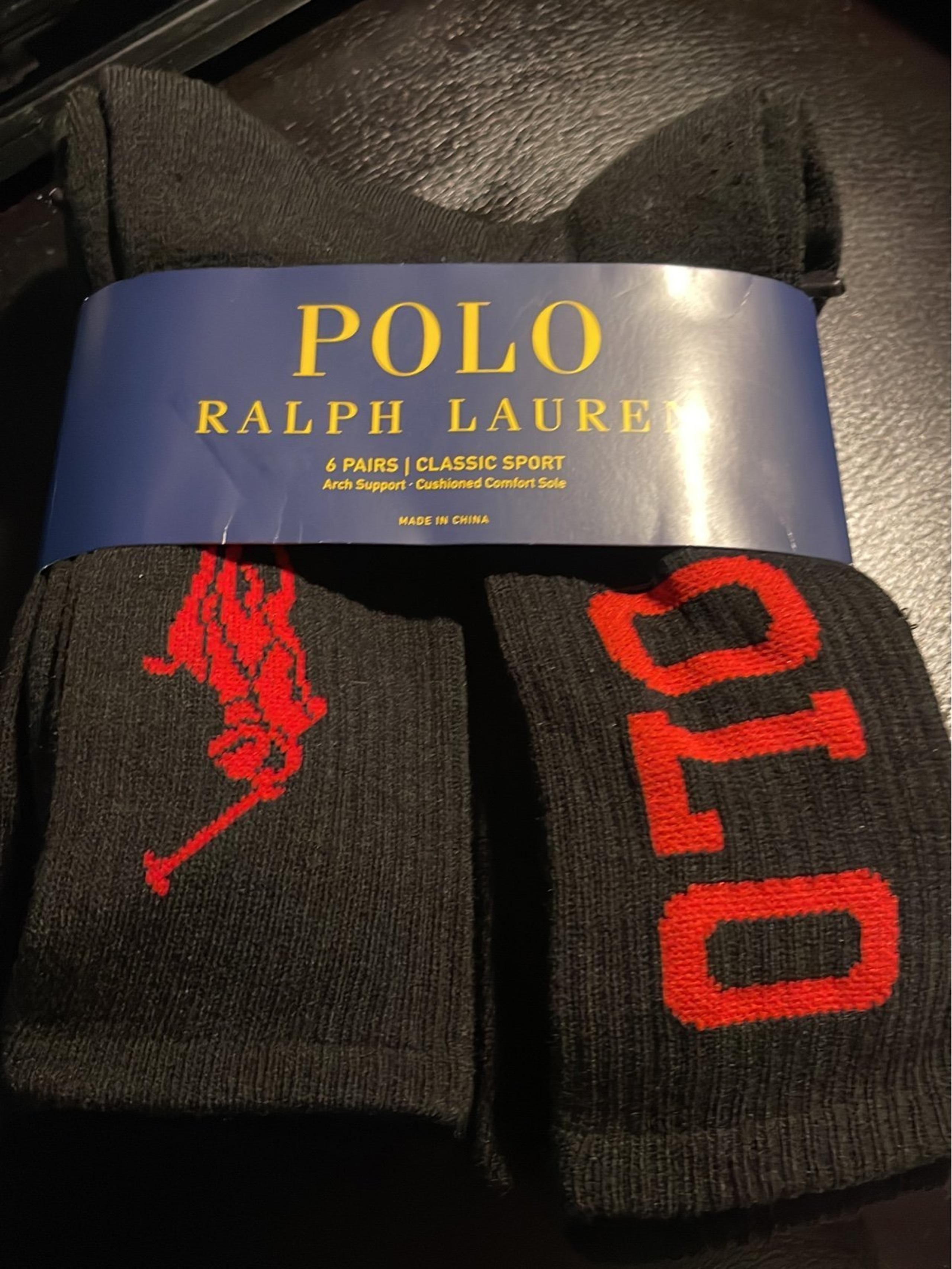 Polo Ralph Lauren Men's 6 pair Navy Crew Classic Sport Athletic Shoe Size 6-12.
