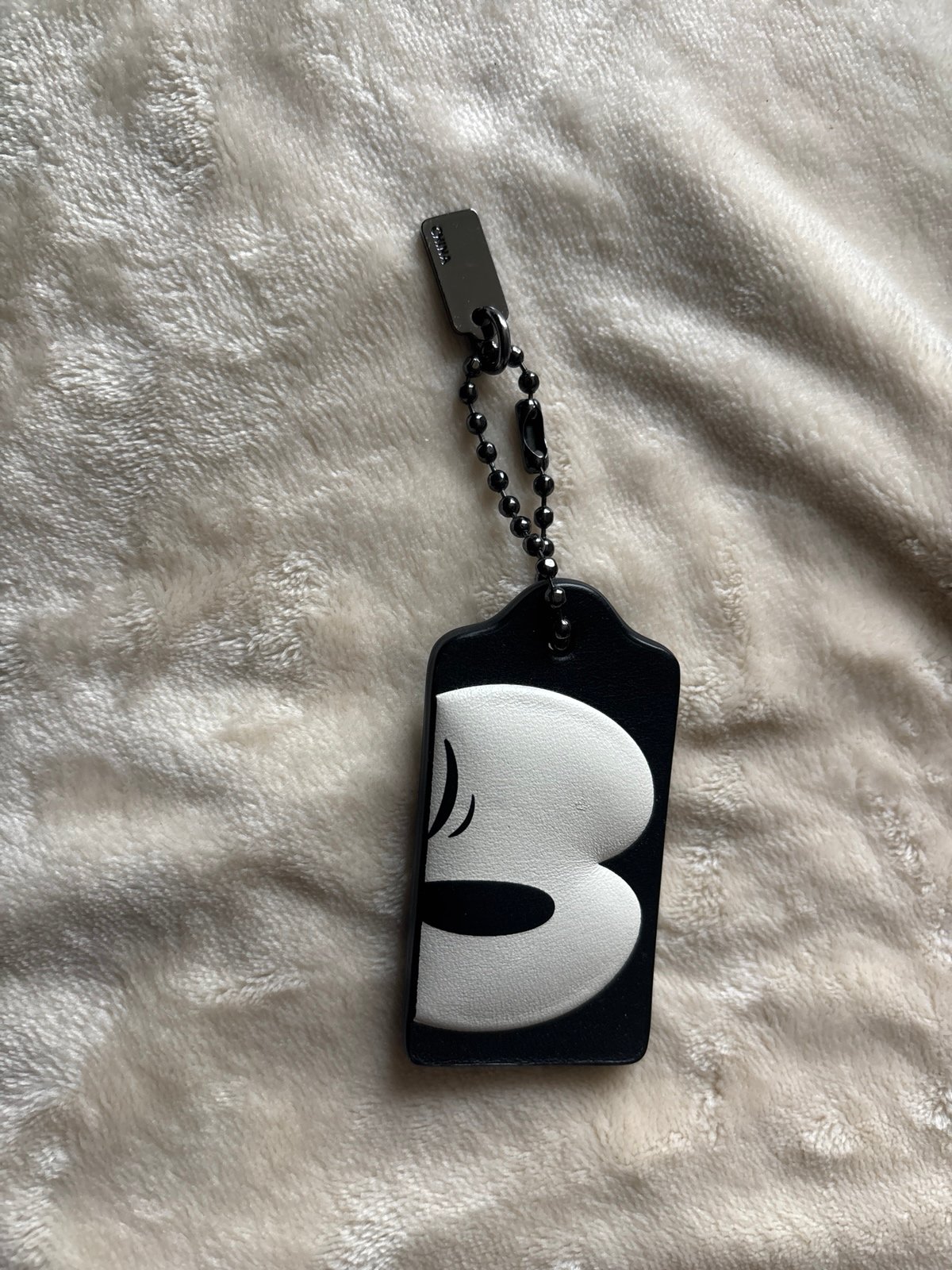 Coach X Disney Mickey Mouse Face Black & White Hangtag Bag Charm Keychain