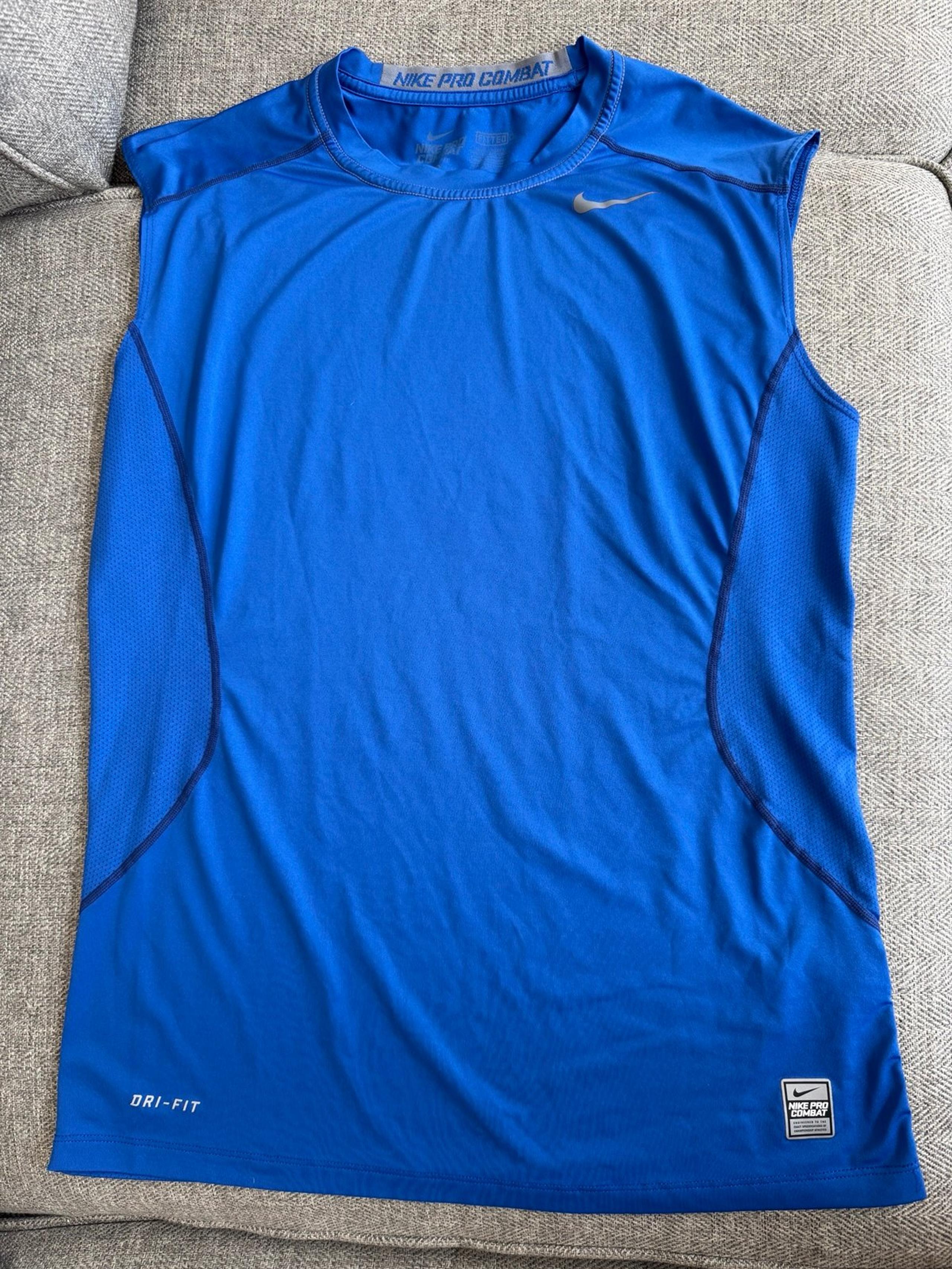 Pro Combat Fitted Sleeveless Blue Tank Men’s Medium - Nike