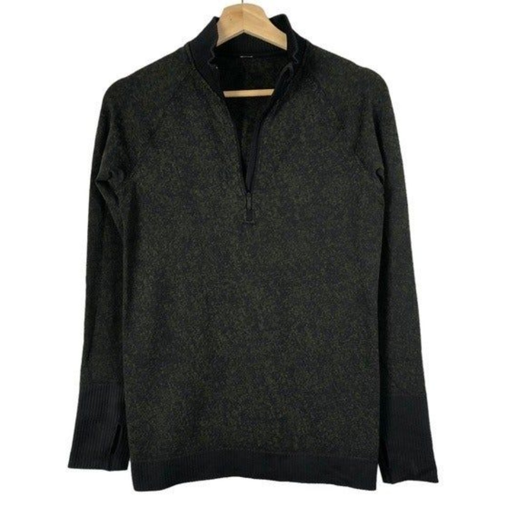 Lululemon Rest Less Half Zip Pullover Athletic Jacket Black & Armory Green 6