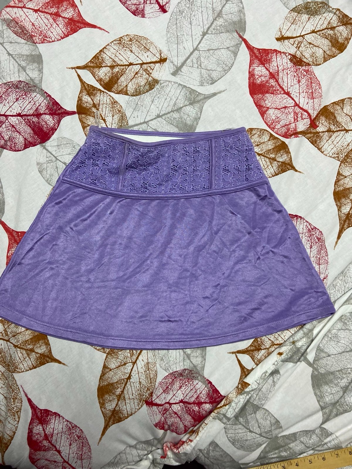 9- MARIO & GENA Lavender VISCOSE-Blend Laced TREFLE Mini Skirt