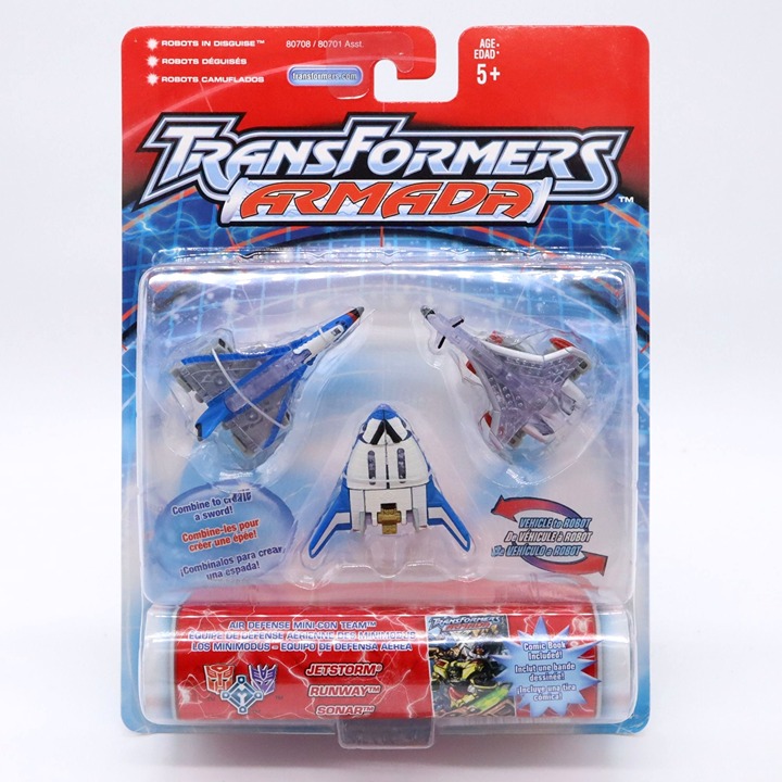 2002 Transformers Armada Jetstorm Runway Sonar 3 Pack Mini Cons New on Card