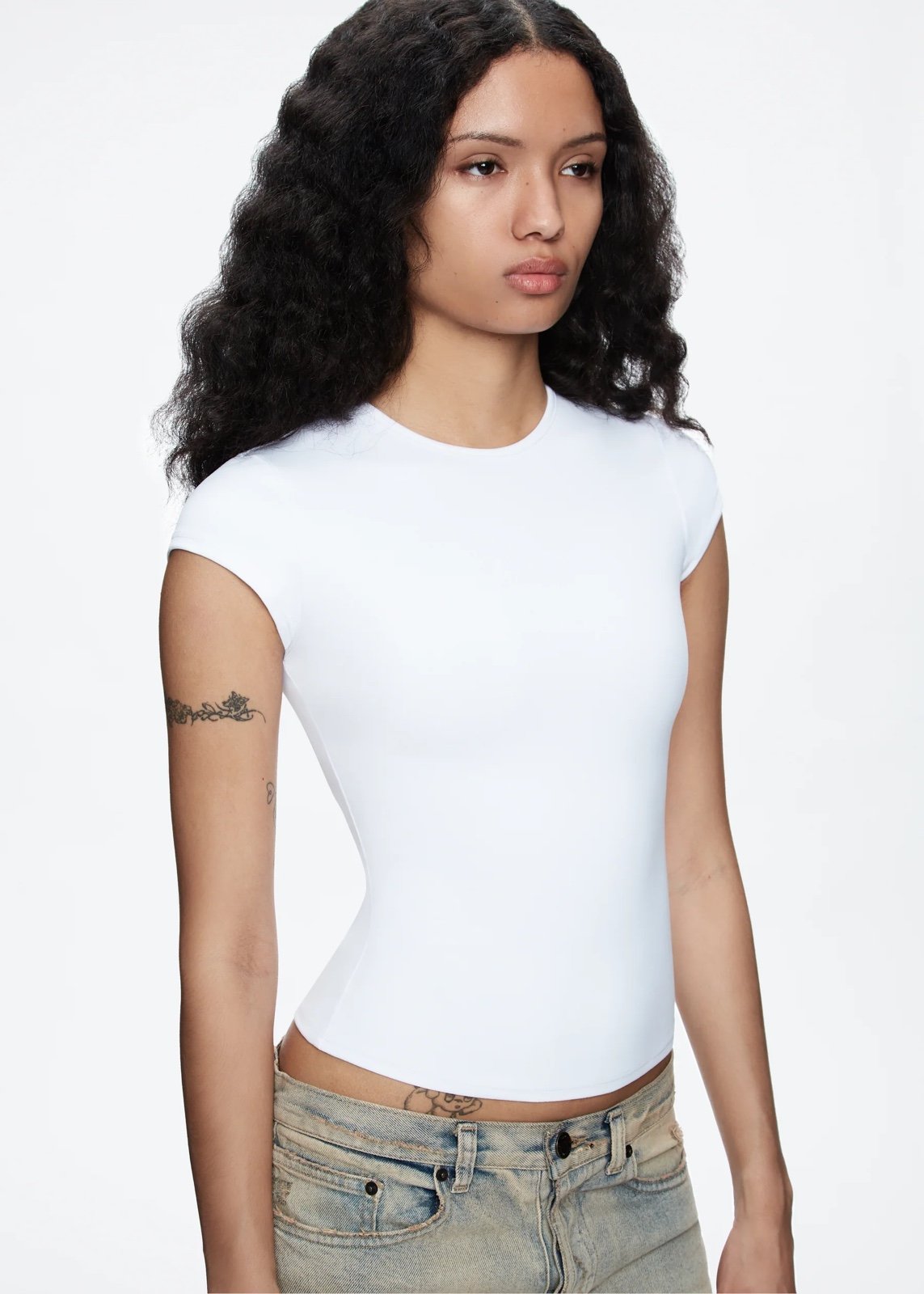 Tank Air Cap sleeve baby tee size S with crew neckline.