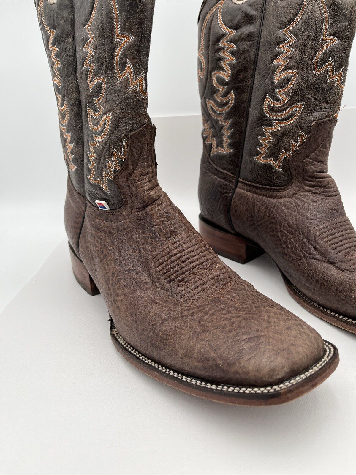 Used Rockin Leather 1129 Western Cowboy Leather Boots - Square Toe Sz 12D Mens