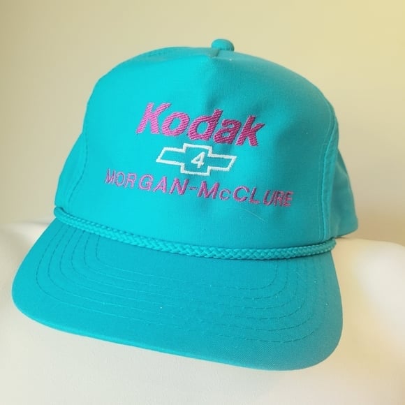 Aqua OSFA Young An Hat Company Kodak Morgan McClure Truckers Hat NWOT