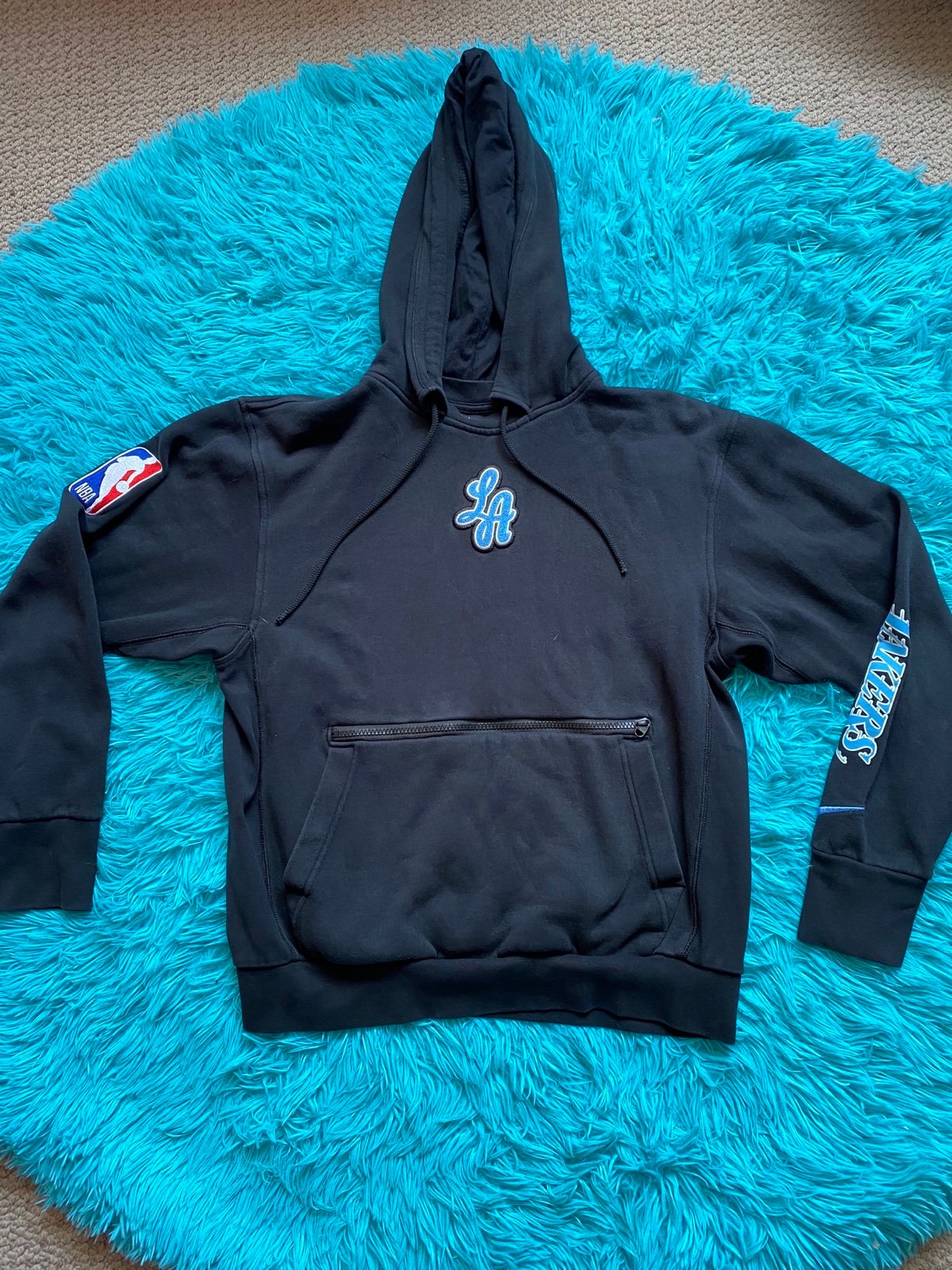 Nike Nba Los Angeles Lakers City Edition Sky Black Baby Blue La Logo Hoodie