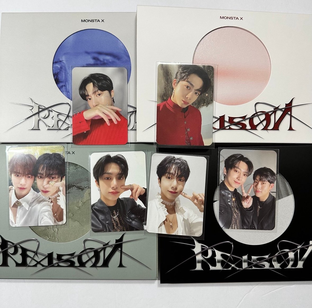 Full set (4) Monsta X reason albums + Hyungwon jewel case - Hyungwon & kihyun