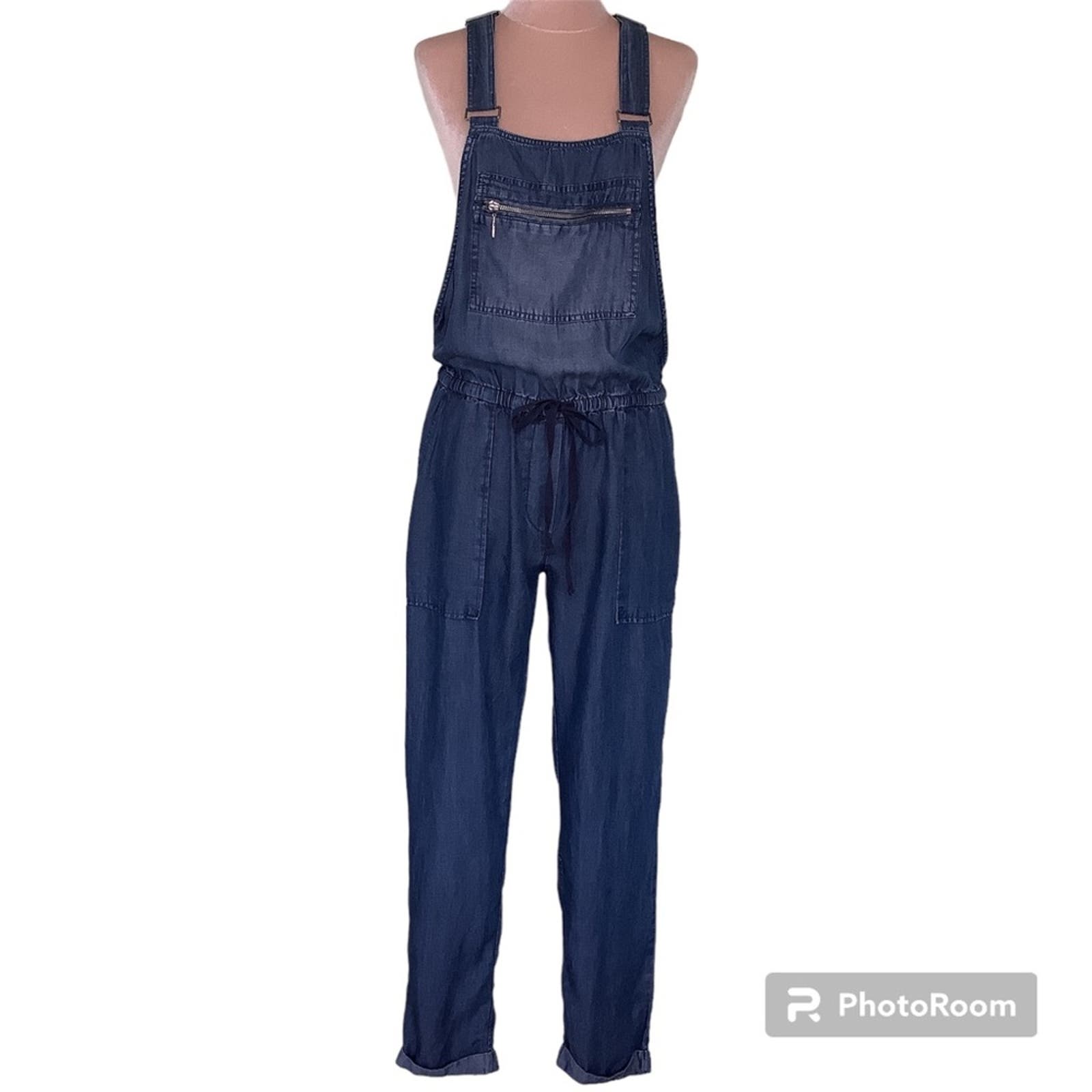 Love Stitch The Jennifer Soft Chambray Bib Overalls 100% Tencel Midnight