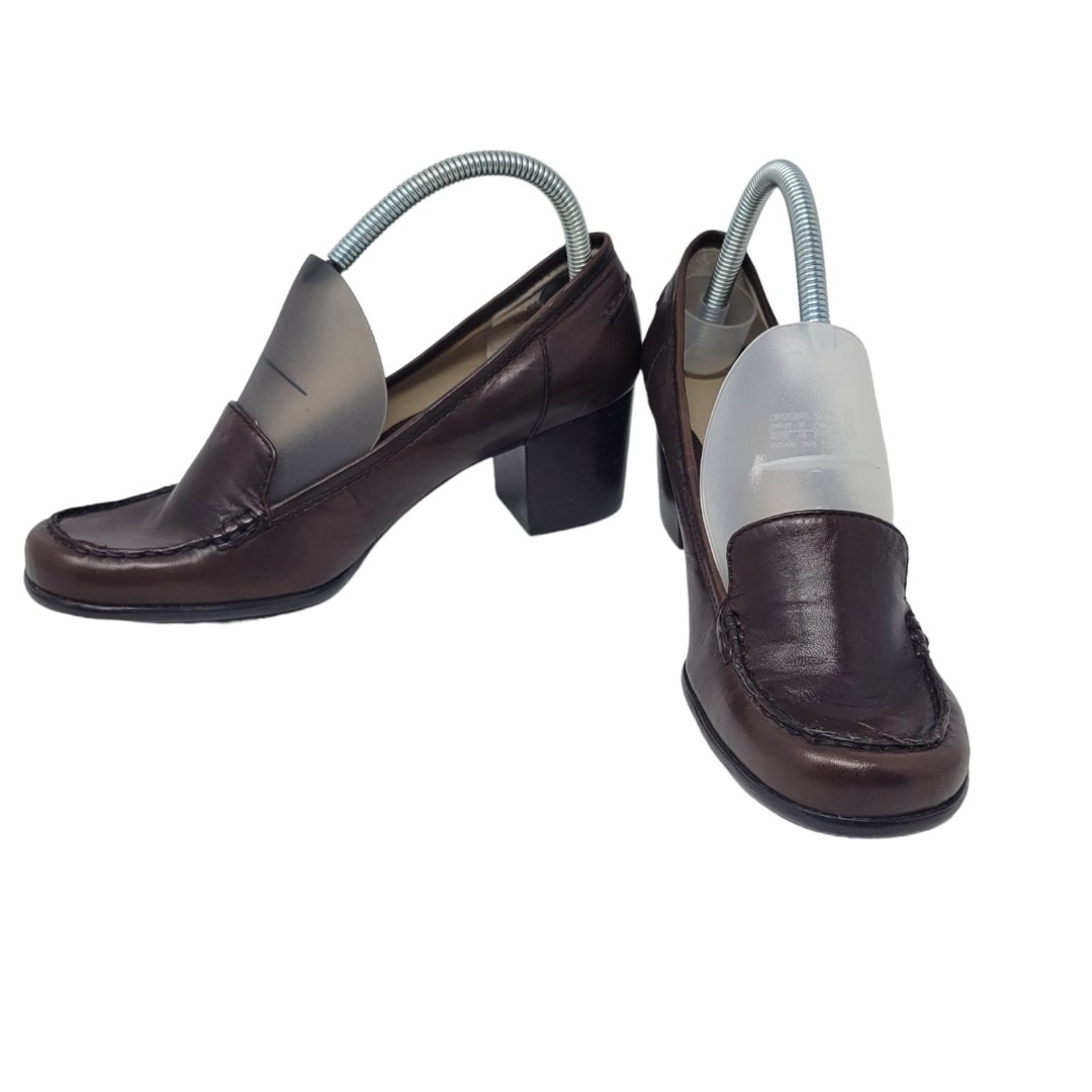 Bandolino Womens Slip On Stacked Heel Dress Shoe Size 8.5 M Brown Leather Upper