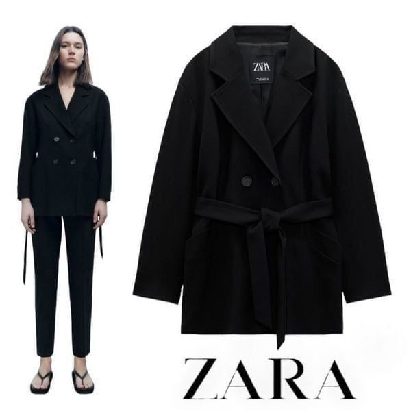 (M) ZARA | Black | BELTED BLAZER 8556/408