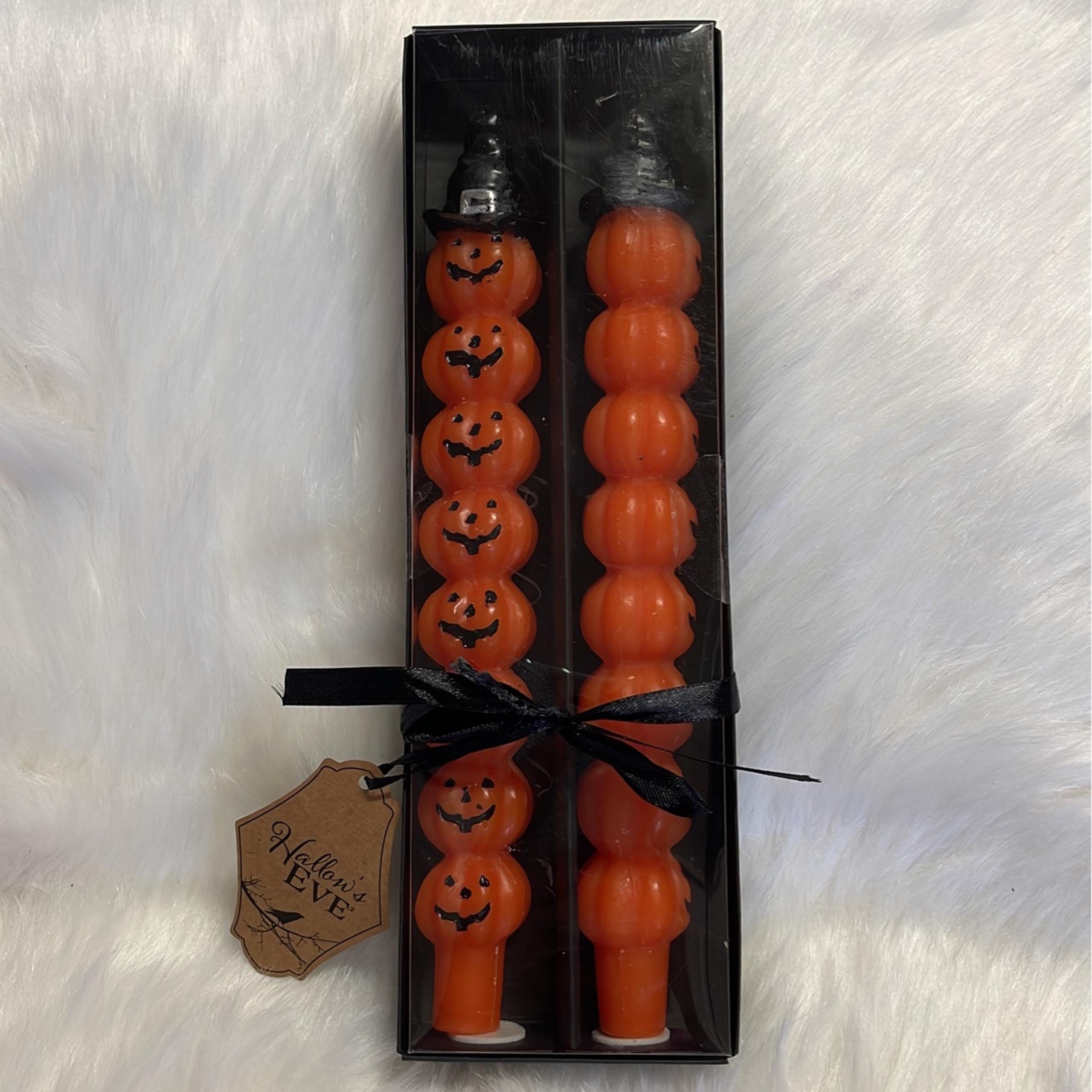 2 Pumpkin Witch Candle Set