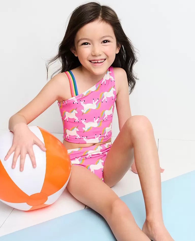 Hanna Andersson Two-Piece Asymmetrical Swimsuit 10Y/140cm