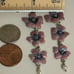 Vintage Sterling Silver Pink Purple Enamel Triple flower & Pearl Dangle Earring