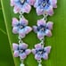 Vintage Sterling Silver Pink Purple Enamel Triple flower & Pearl Dangle Earring