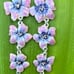 Vintage Sterling Silver Pink Purple Enamel Triple flower & Pearl Dangle Earring