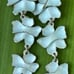 Vintage Sterling Silver Pink Purple Enamel Triple flower & Pearl Dangle Earring