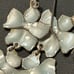 Vintage Sterling Silver Pink Purple Enamel Triple flower & Pearl Dangle Earring