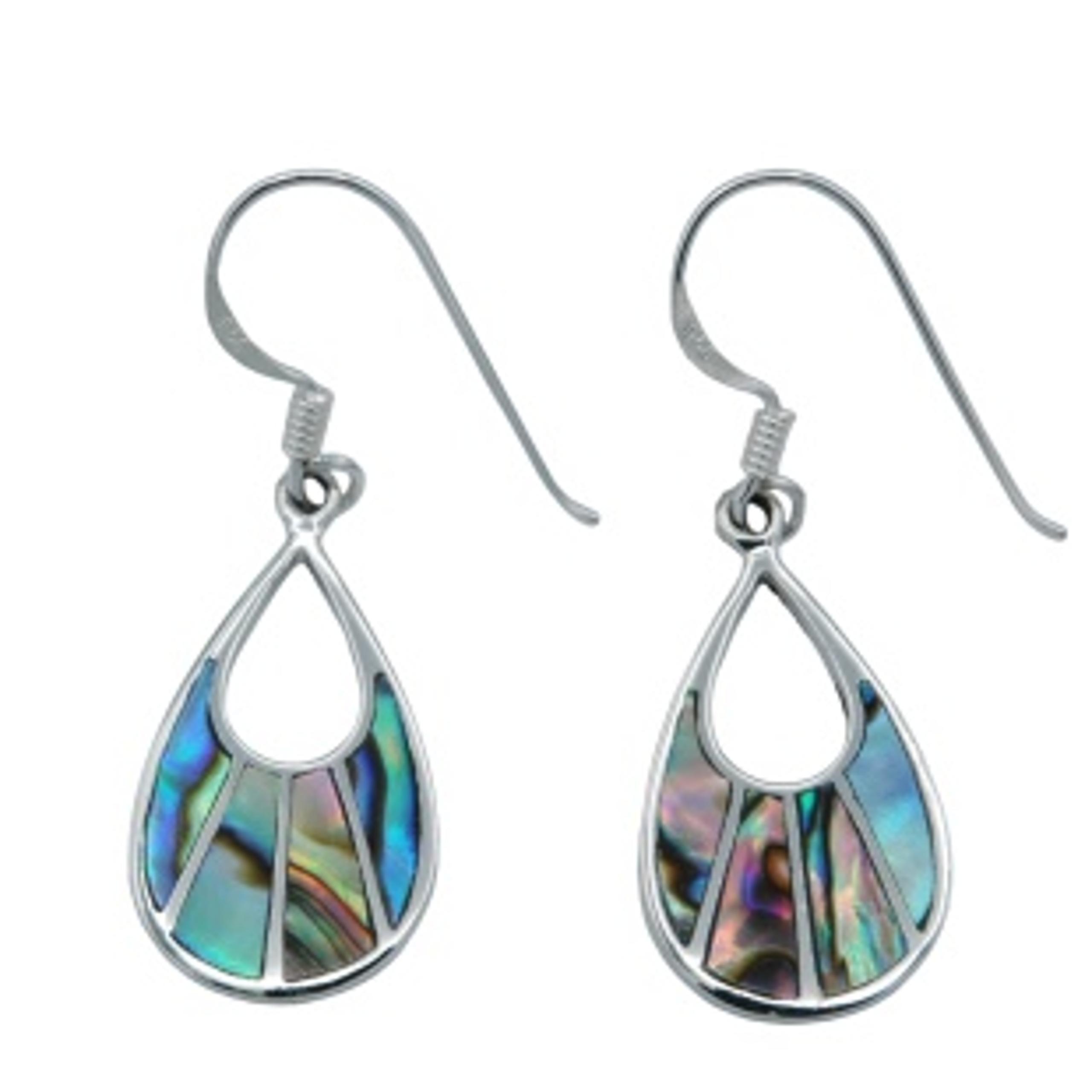 Paua shell inlays shimmer 925 Sterling silver Kohl earrings