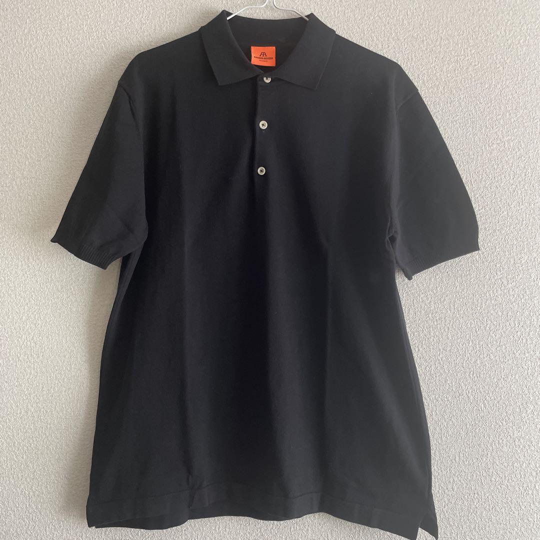 専用 ANDERSEN ANDERSEN / knit polo shirts Andersen-Andersen Polo Short Black