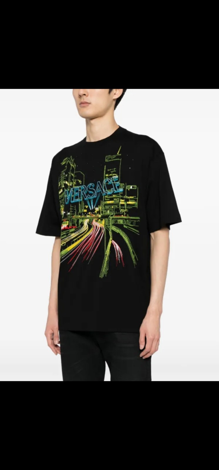VERSACE CITY LIGHTS T-SHIRT BLACK MULTICOLOR