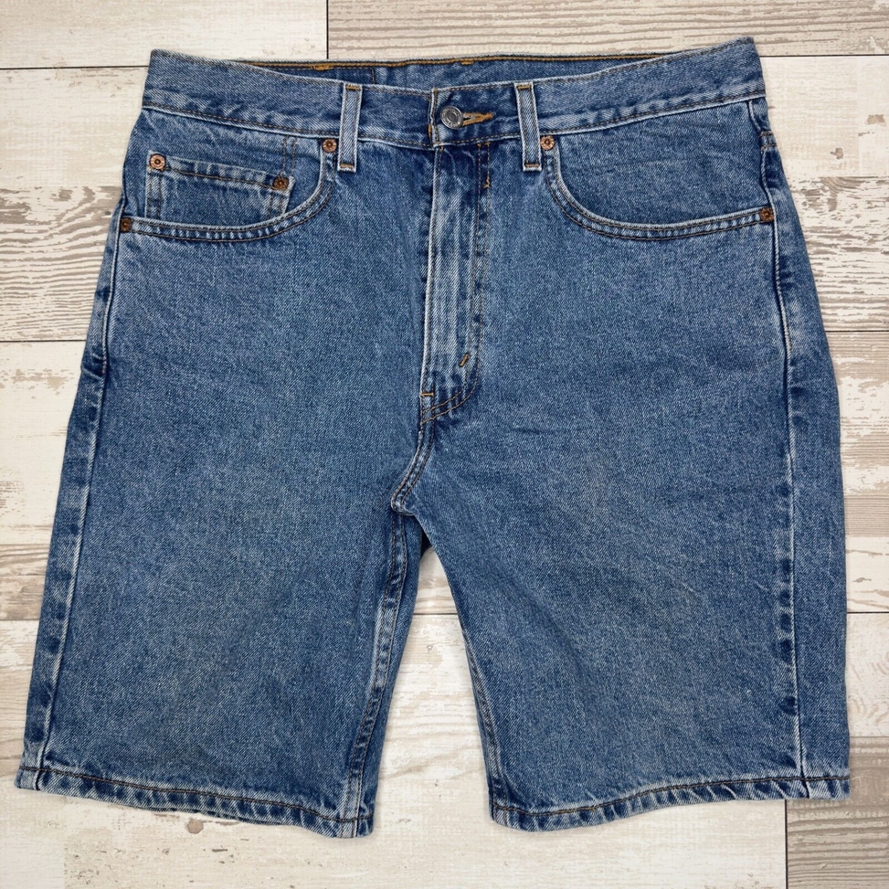 Levi's Jean Shorts Mens 32 Blue 505 Denim Pocket Medium Wash Regular Fit Red Tab
