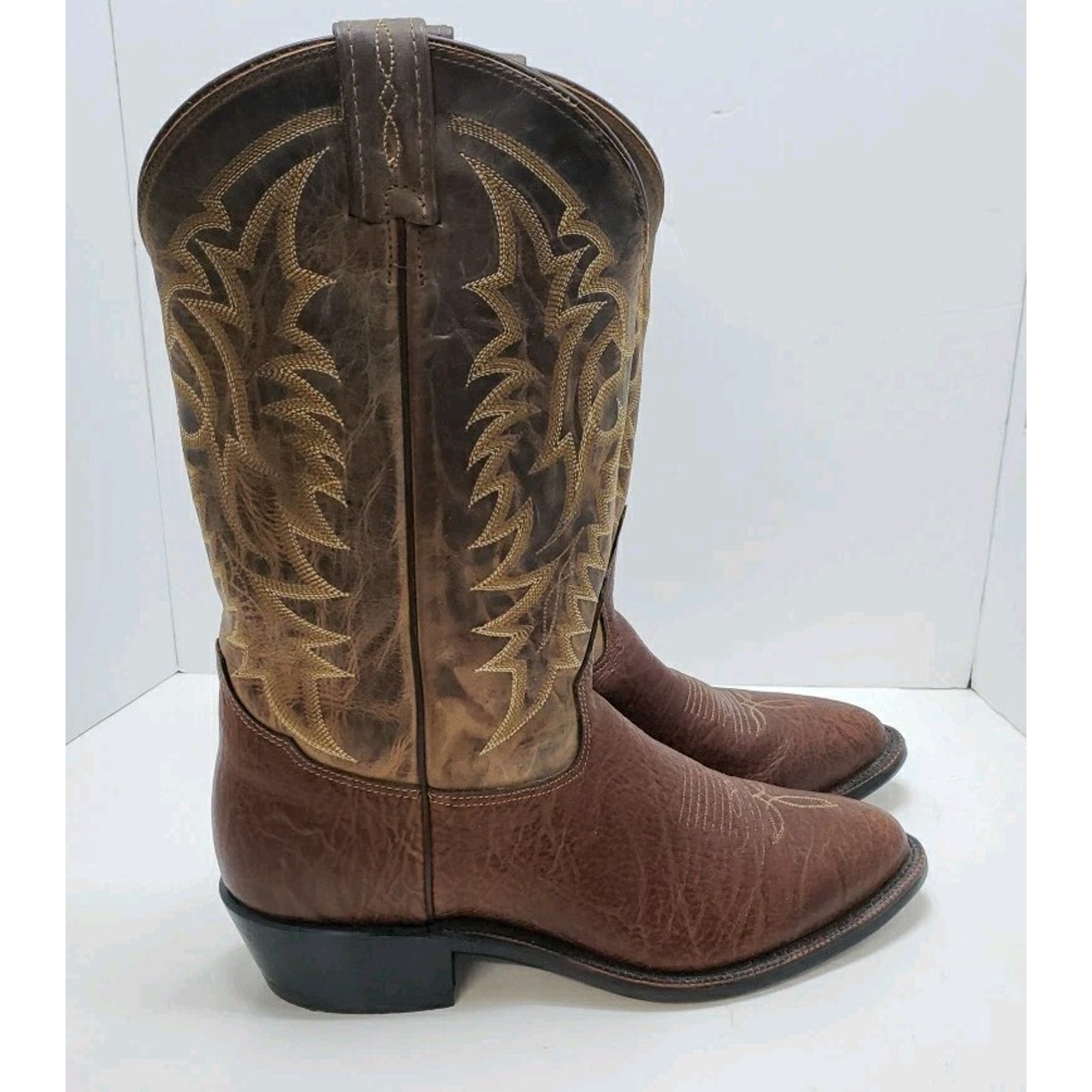 Tony Lama USA Brown Leather Almond Toe Western Cowboy Boots | Size 10 D