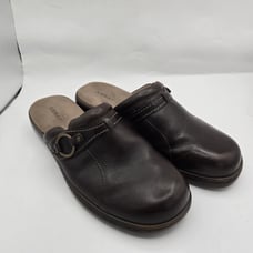 Array Women's Slip On Mules Shoes Open Back Brown Leather Size 11 W