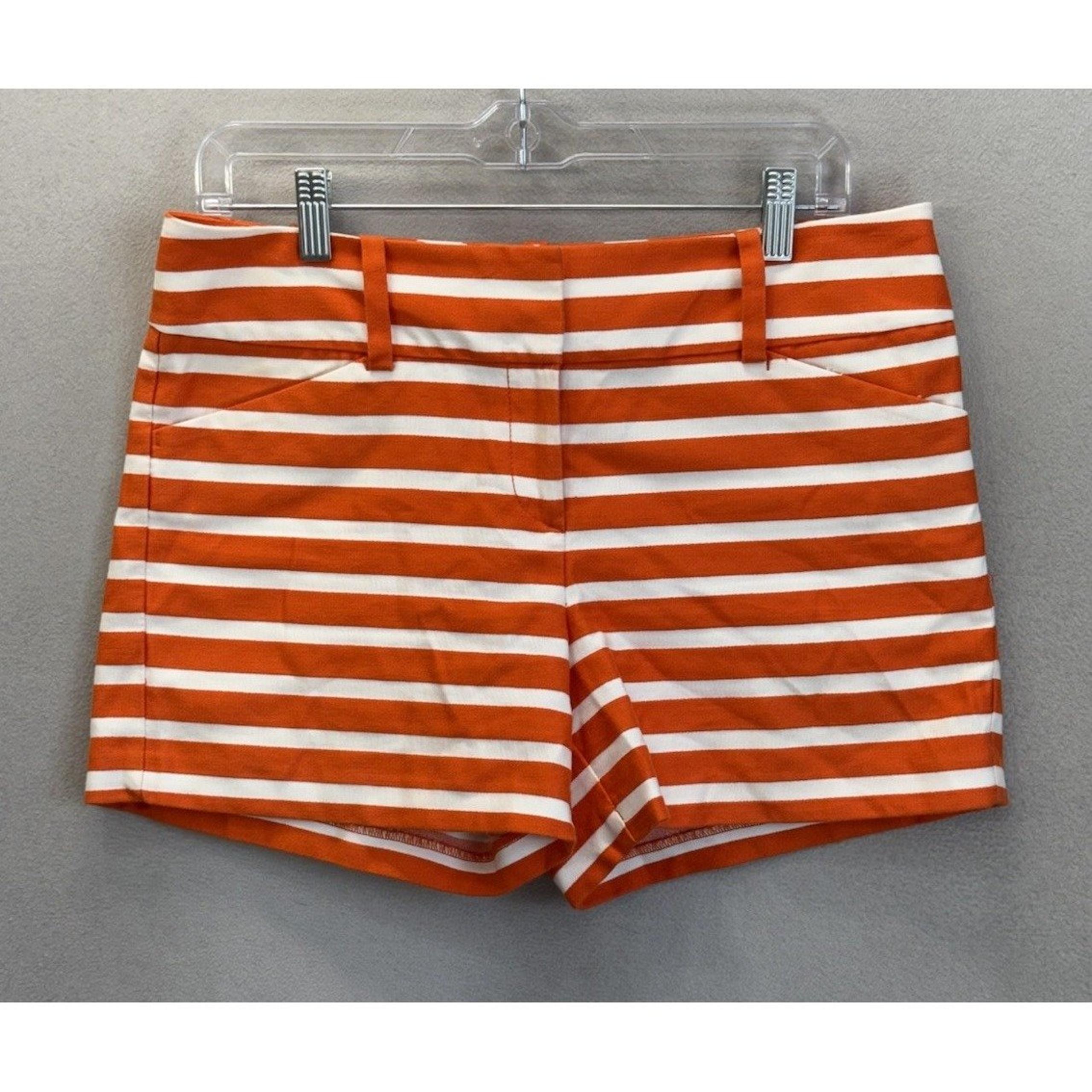Ann Taylor Women's Sz 6 Orange White Signature Bermuda Stripes Shorts