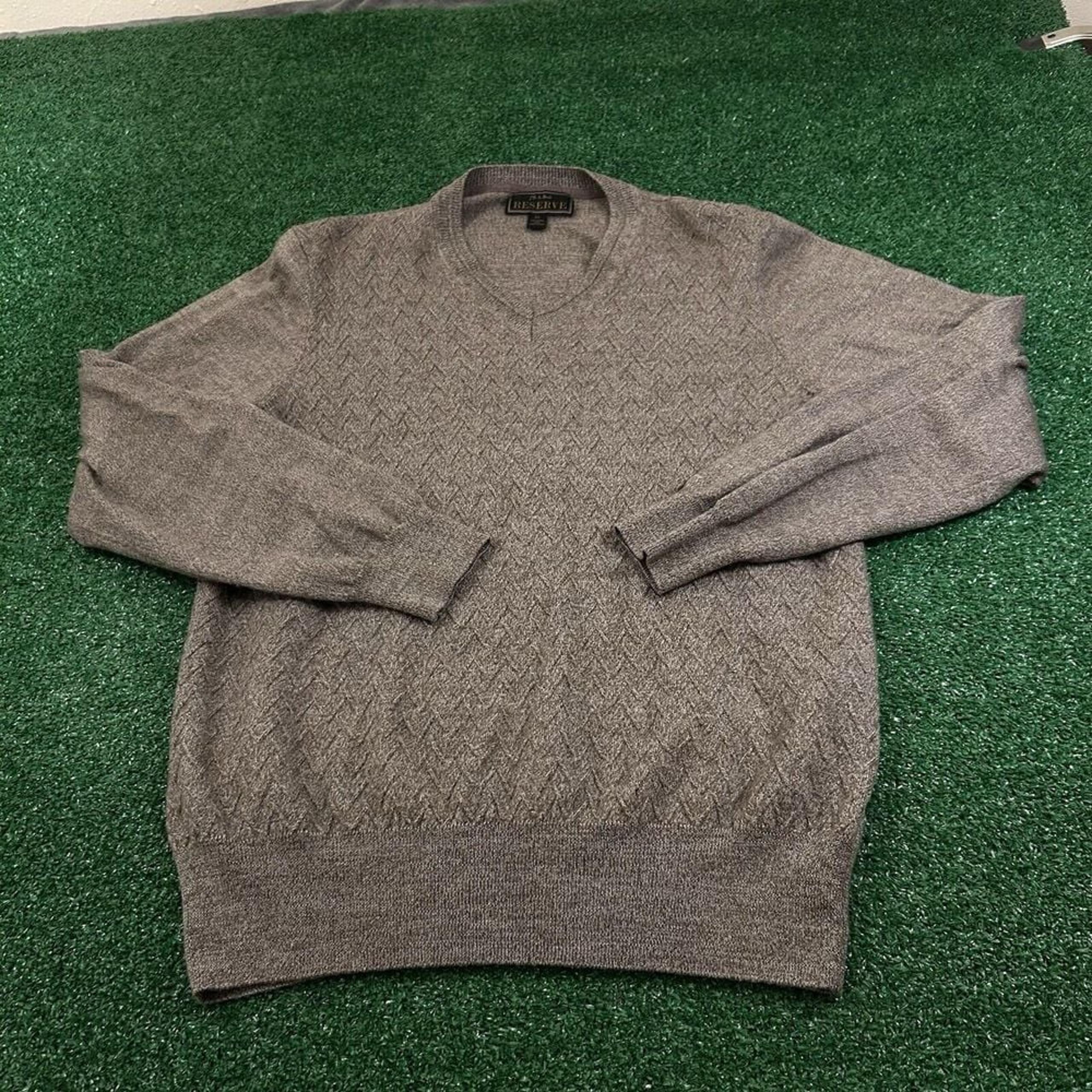 Jos a Bank Sweater Mens Extra Large Brown Knit Pullover Sweatshirt Merino Wool