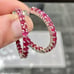 Genuine 3 Carat Ruby Inside Outside Hoop Earrings 925 Sterling