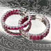 Genuine 3 Carat Ruby Inside Outside Hoop Earrings 925 Sterling