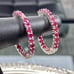 Genuine 3 Carat Ruby Inside Outside Hoop Earrings 925 Sterling