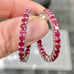 Genuine 3 Carat Ruby Inside Outside Hoop Earrings 925 Sterling