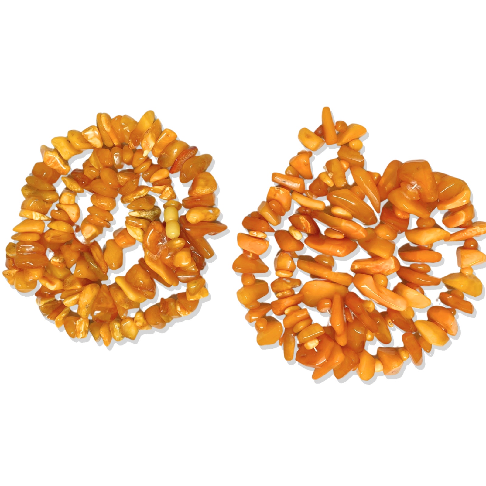 2 Baltic Amber Chunky Nugget Bead Necklaces 28 -30 L Butterscotch Egg Yolk 180g
