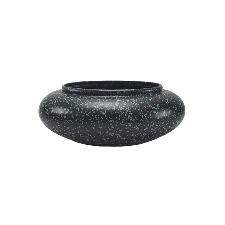 1980s Haeger Made in USA 4331 Black and Green Teal Speckled MCM Pottery Planter