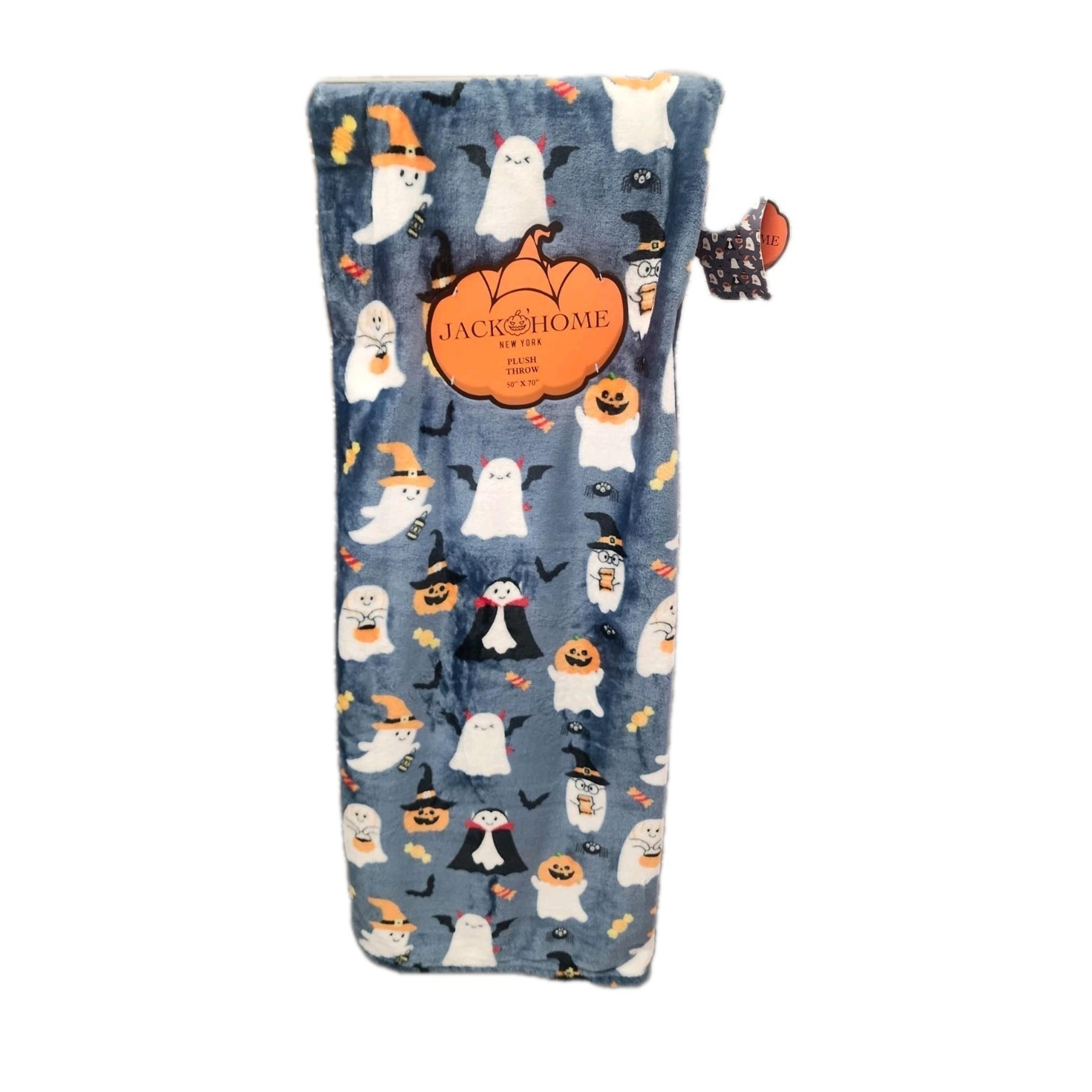 Jack Home Plush Throw Blanket 50 x 60" Ghosts Costume Dracula Pumpkins Halloween